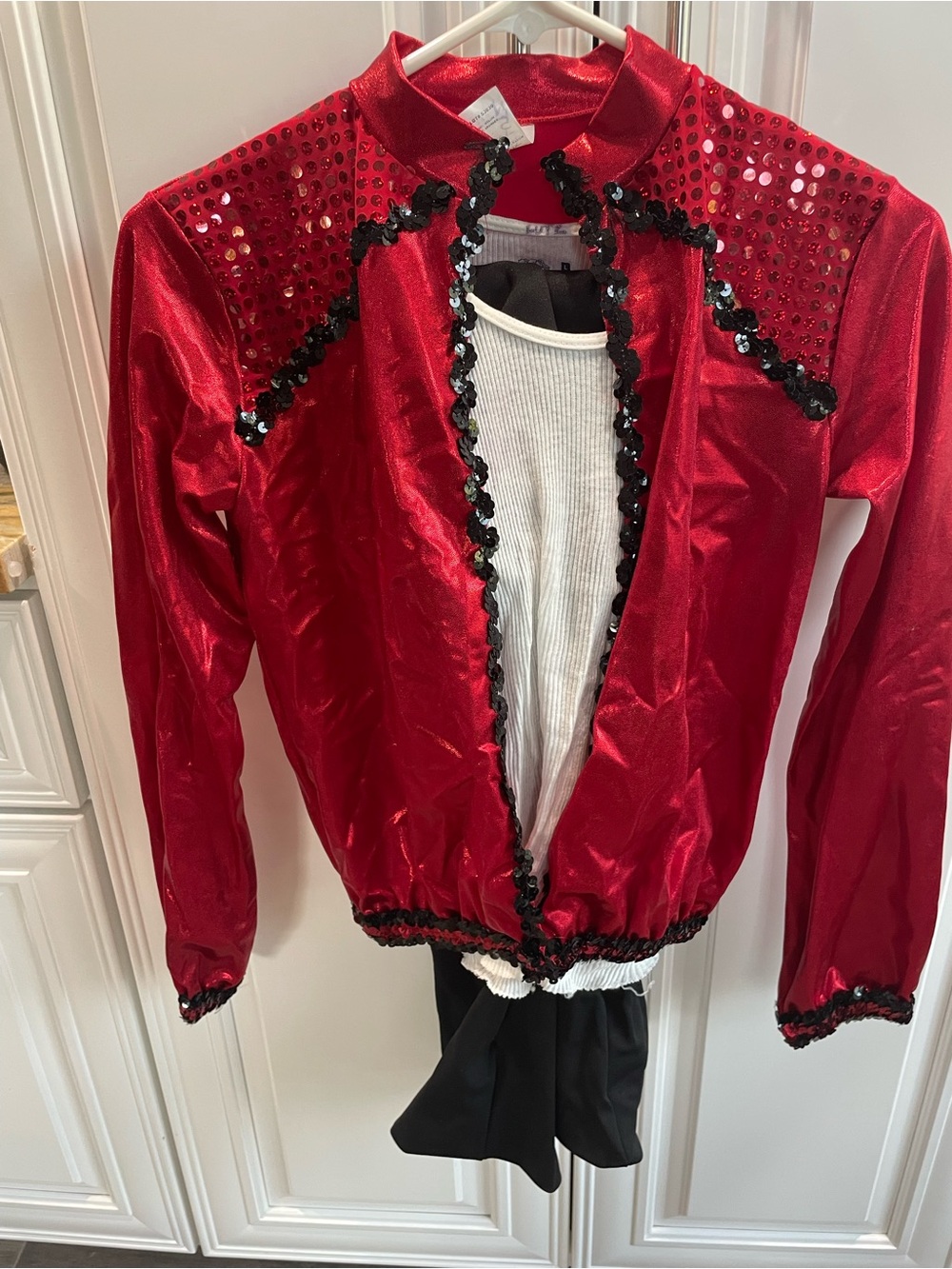 Wish Red Sequin-Trim Kids Dance Jacket, pants gloves socks Michael Jackson